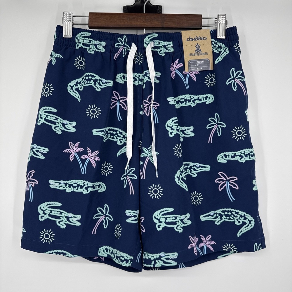 NWT Chubbies Men's Classic Swim Trunks 7" The Neon Glades Mesh Lined AOP M
